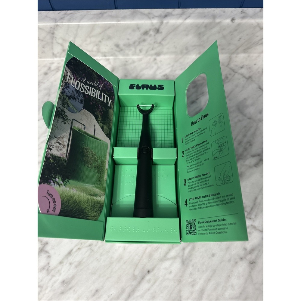 Flaus Electric Flosser (Shark Tank) 3 Speed + Replacement Heads BLACK